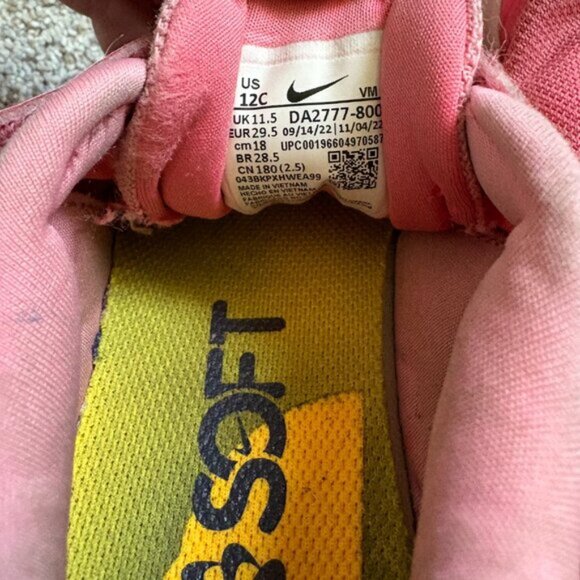 Nike Starrunner Just Do It Grade School Girl Size 12C Pink Velcro Running Shoes - Picture 6 of 10